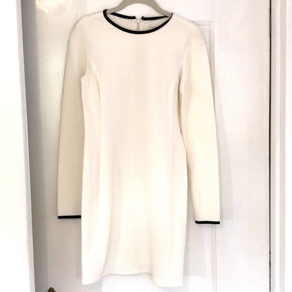 NWT Shoshanna Ivory Long Sleeve Dress with Black Trim - Picture 1 of 3